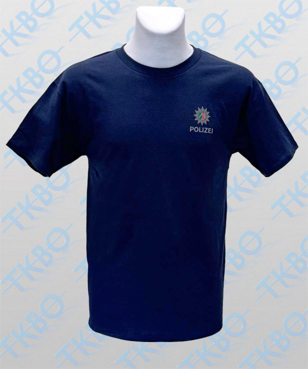 T-Shirt mit Brustdruck "Polizeistern NRW" und Rückendruck weiß
