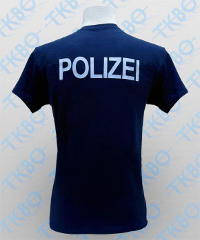 T-Shirt mit Brustdruck "Abzeichen Polizei NRW" und Rückendruck weiß